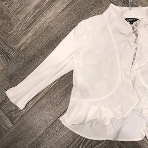 White Stretchy Lace Back 3/4 Sleeve Cover Up SM